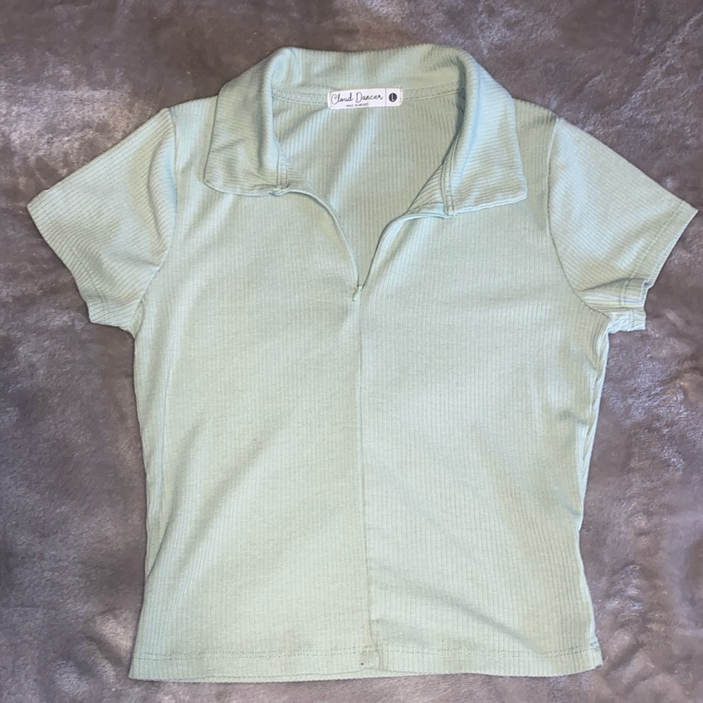 Light Green Top with zipper